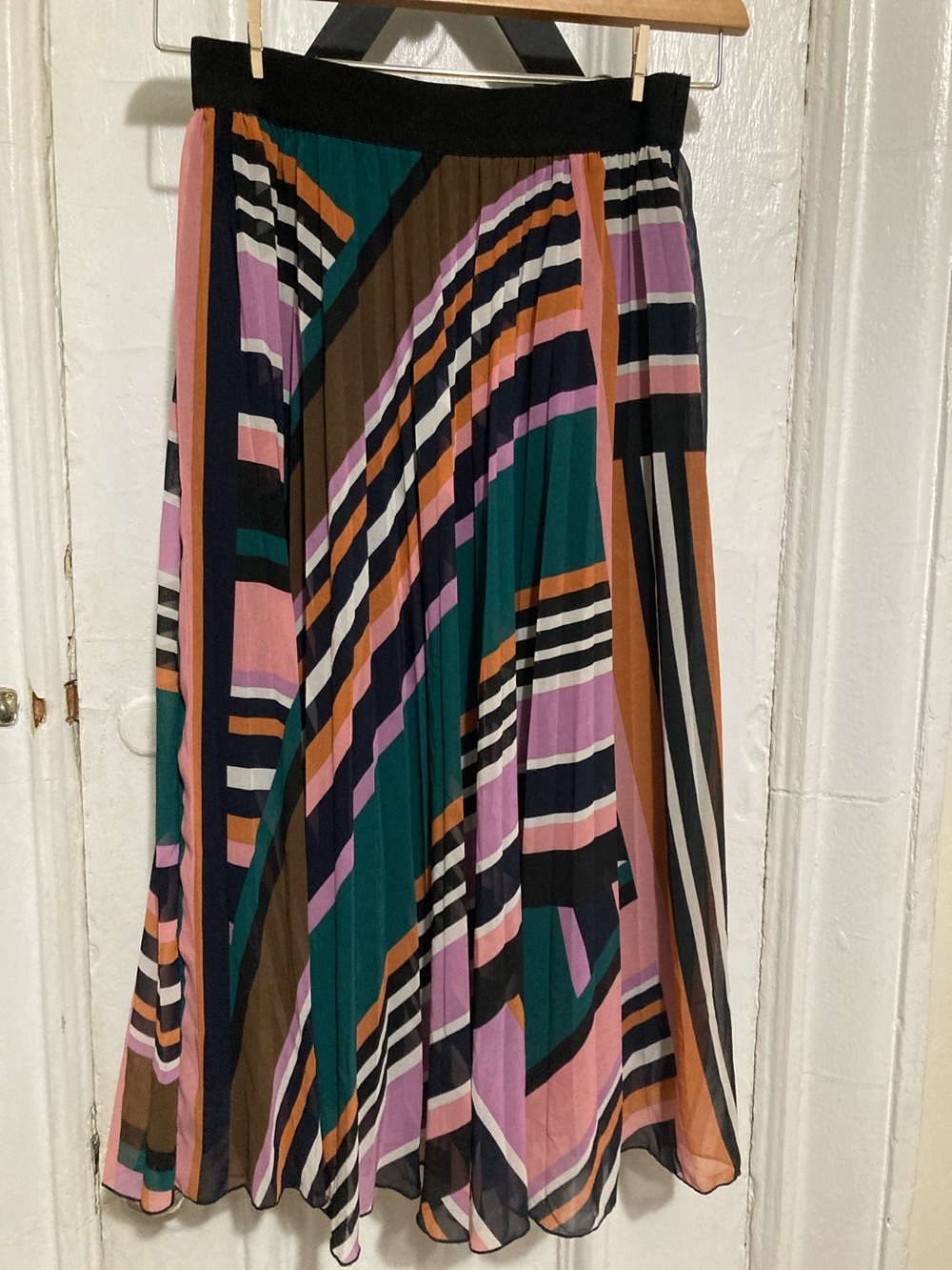 BA & SH Printed Pleated MIDI Skirt XS